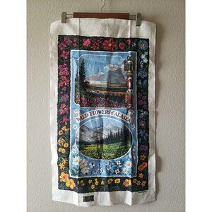 Wild FLOWERS Of ALASKA VTG Souvenir Tea Towel Dish Cloth KAY DEE Linen 17x29